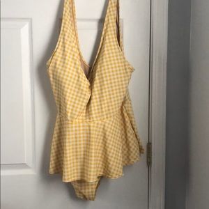 Gingham Swimsuit with Peplum Detail